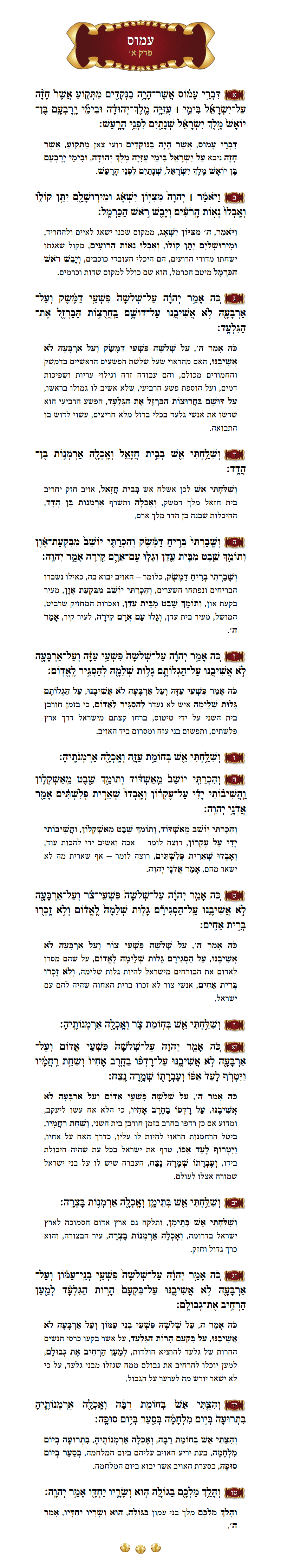 Sefer Amos Chapter 1 with commentary