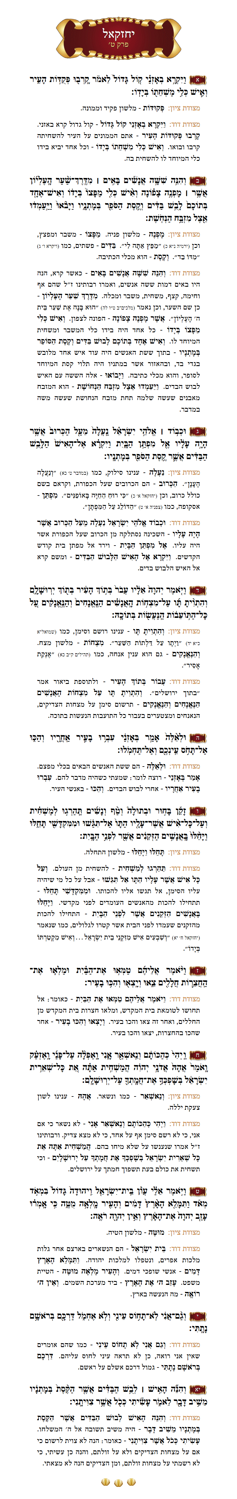 ספר יחזקאל פרק ט׳ עם מפרשים