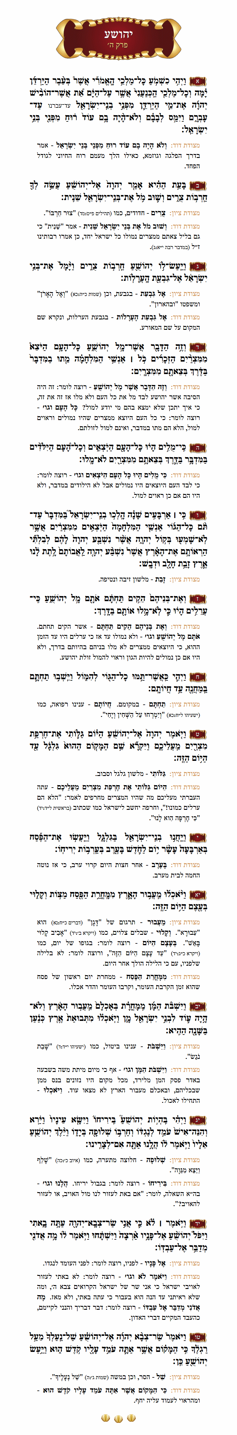 Sefer Yehoshua Chapter 5 with commentary