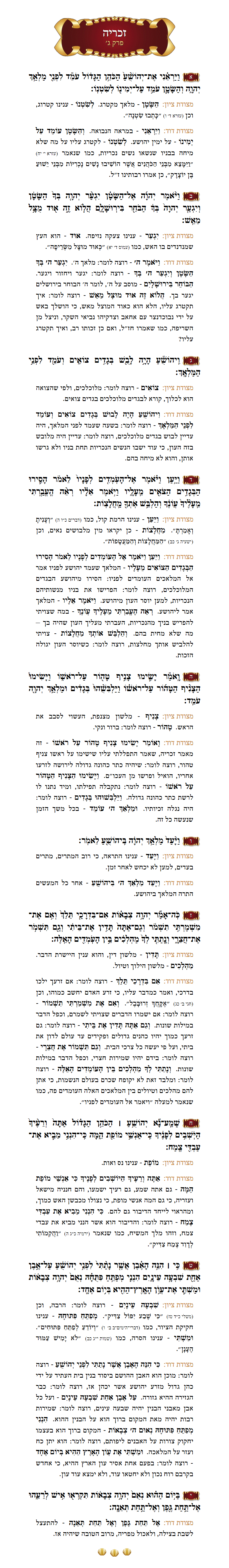 Sefer Zechariah Chapter 3 with commentary