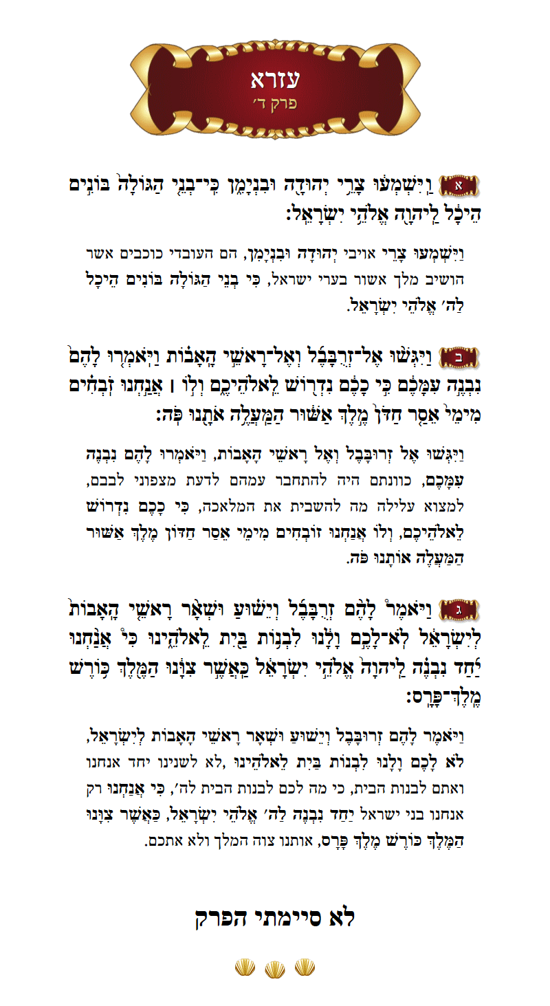 Sefer Ezra Chapter 4 with commentary