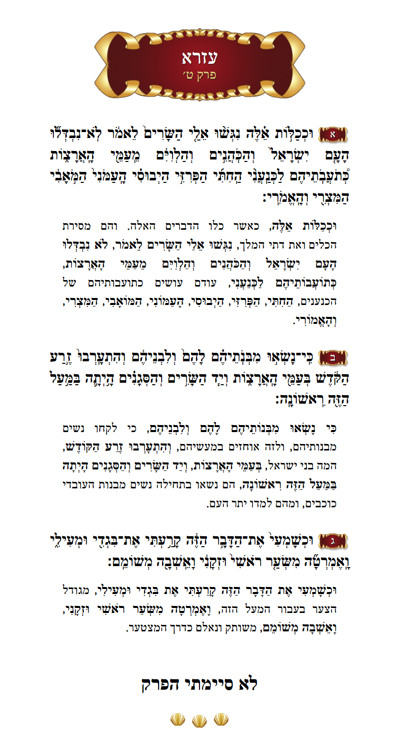Sefer Ezra Chapter 9 with commentary