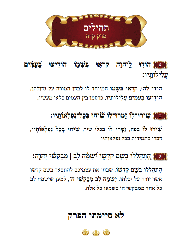 Sefer Tehillim Chapter 105 with commentary
