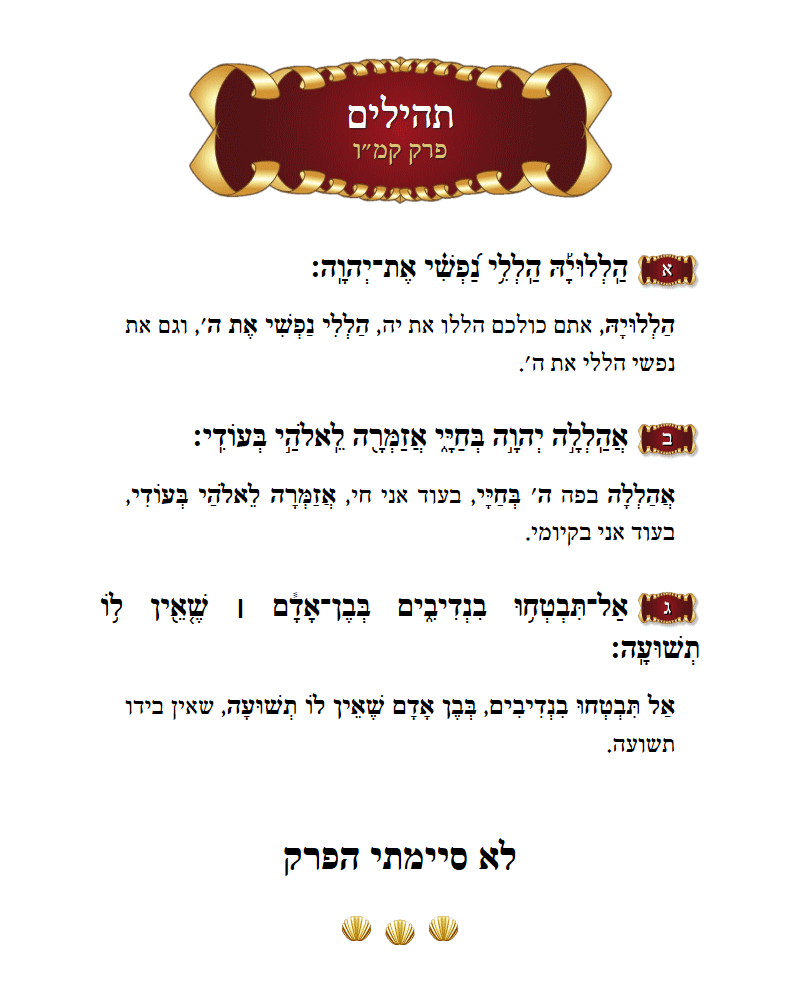 Sefer Tehillim Chapter 146 with commentary