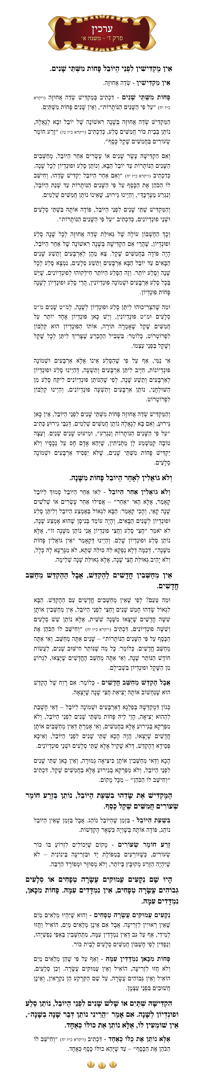 Masechta Arachin Chapter 7 Mishnah 1 with commentary