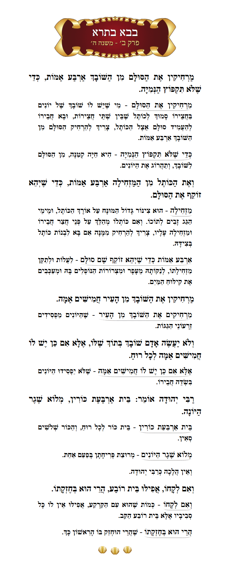 Masechta Bava Basra Chapter 2 Mishnah 5 with commentary