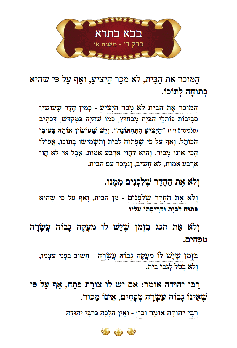 Masechta Bava Basra Chapter 4 Mishnah 1 with commentary