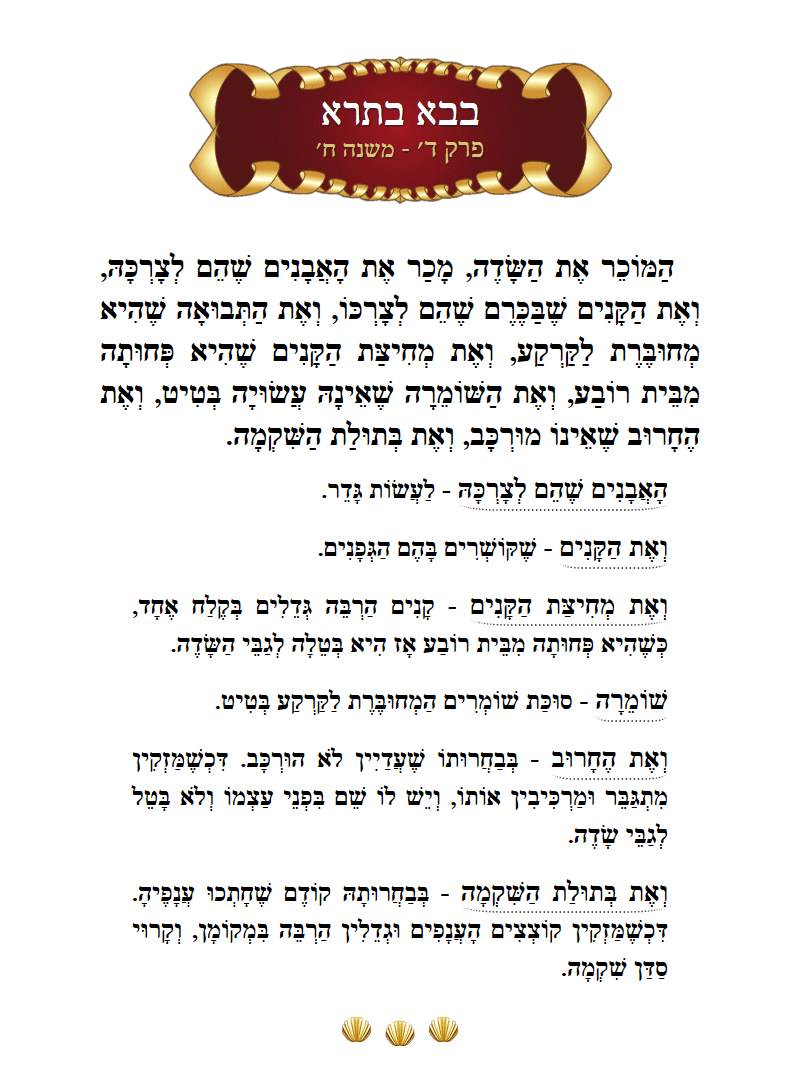 Masechta Bava Basra Chapter 4 Mishnah 8 with commentary