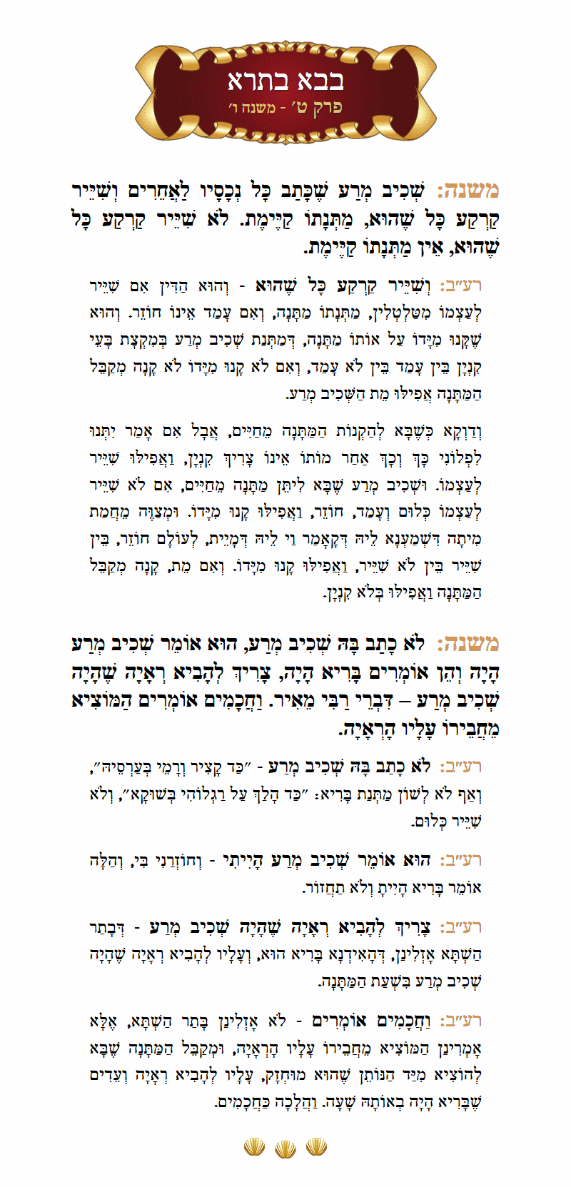 Masechta Bava Basra Chapter 9 Mishnah 6 with commentary