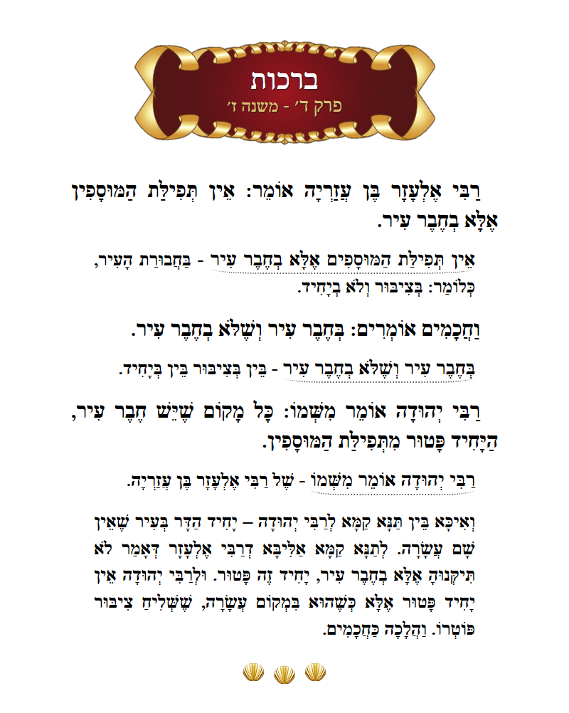 Masechta Berachos Chapter 4 Mishnah 7 with commentary