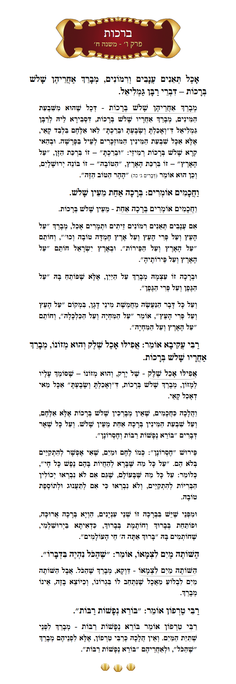 Masechta Berachos Chapter 6 Mishnah 8 with commentary