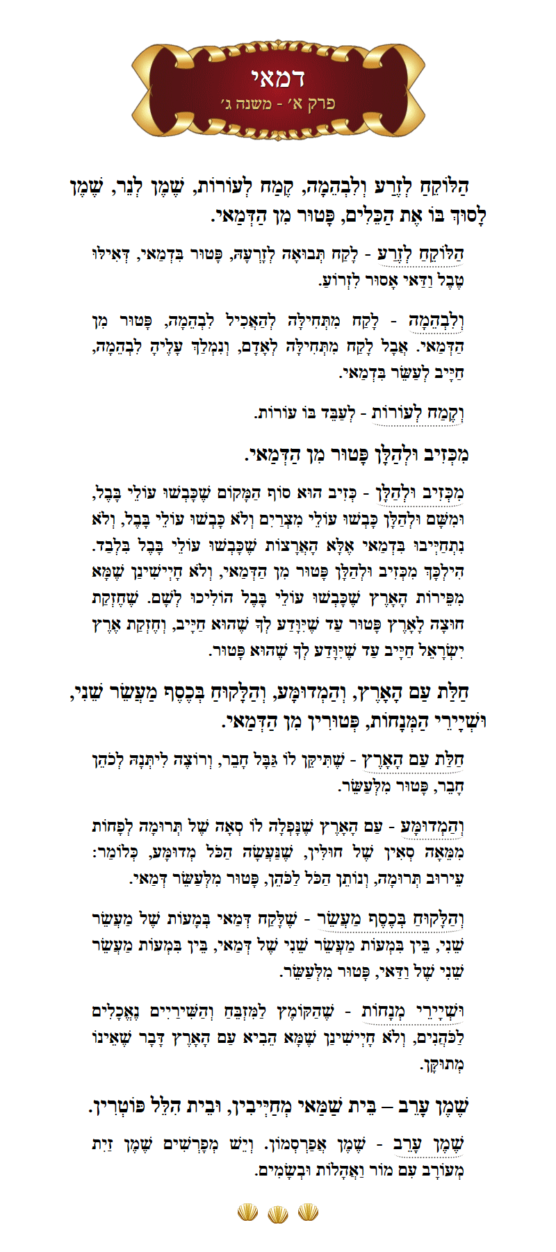 Masechta Demai Chapter 1 Mishnah 3 with commentary