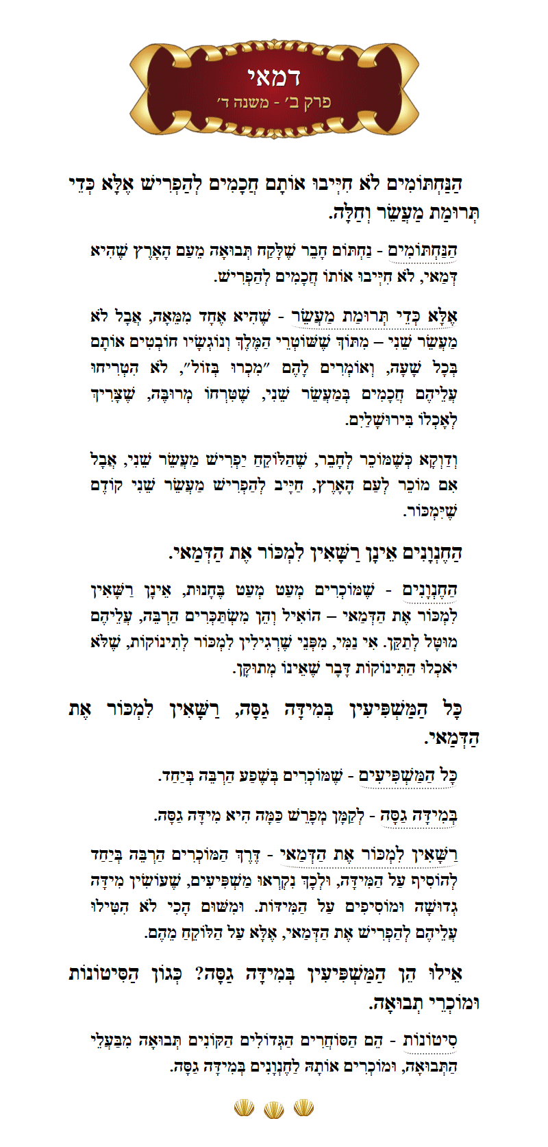 Masechta Demai Chapter 2 Mishnah 4 with commentary