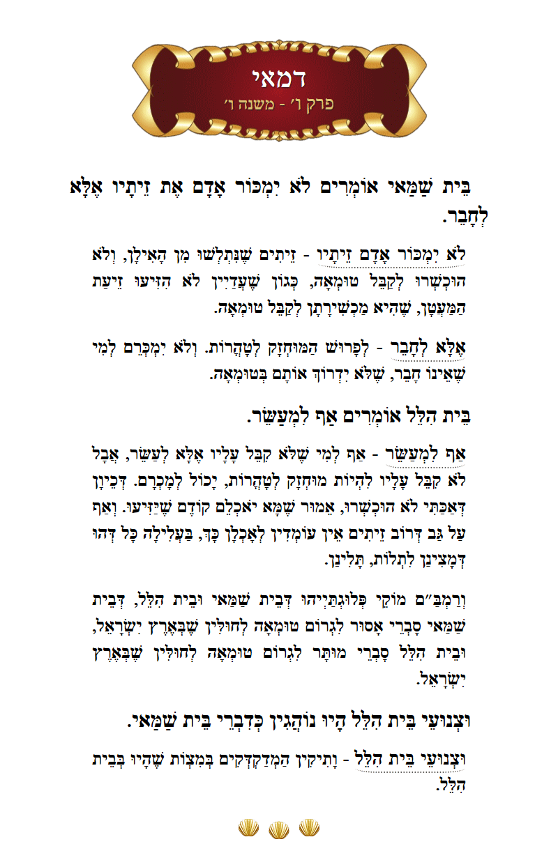 Masechta Demai Chapter 6 Mishnah 6 with commentary