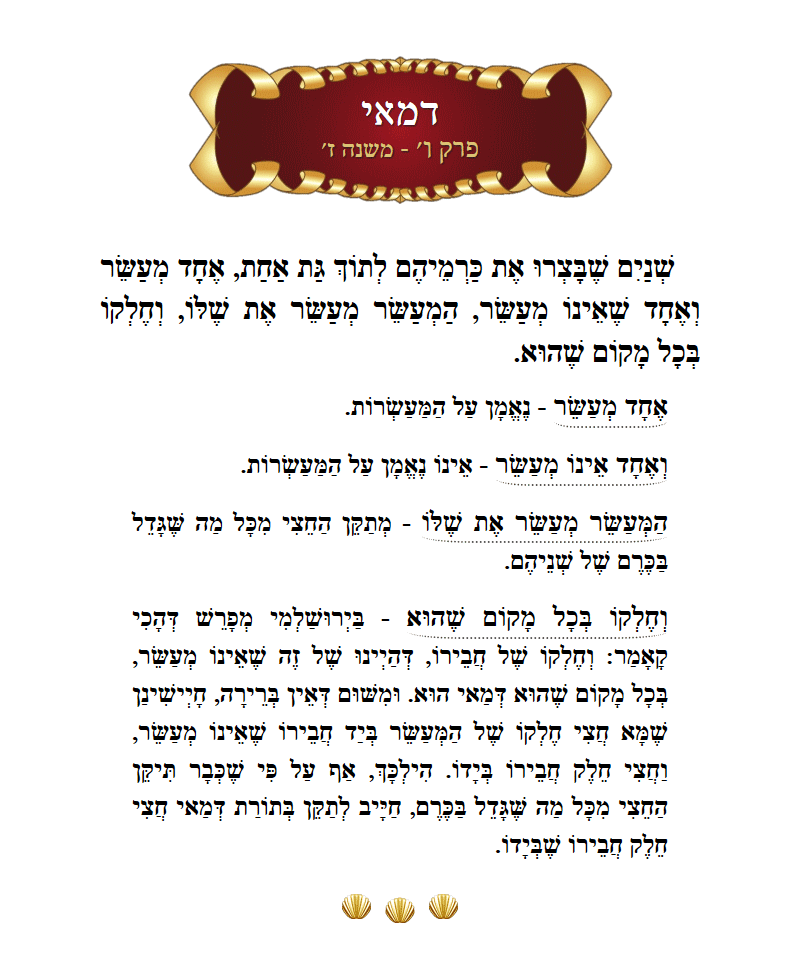 Masechta Demai Chapter 6 Mishnah 7 with commentary