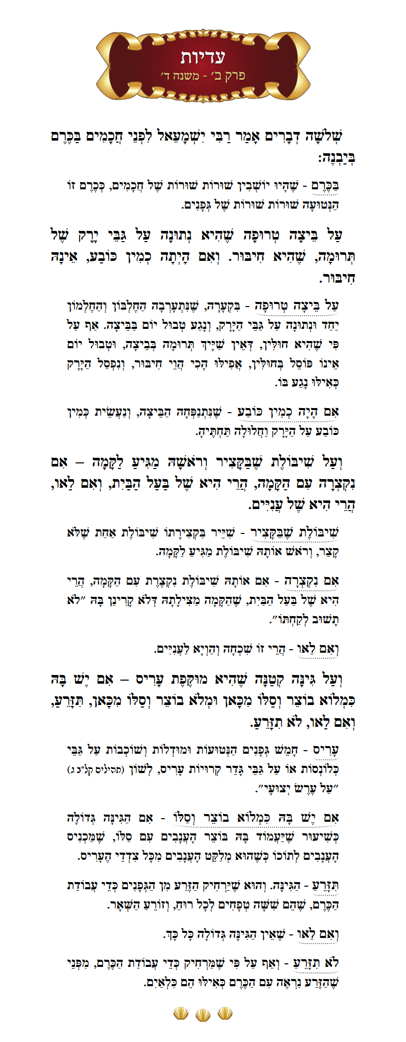Masechta Eduyos Chapter 2 Mishnah 4 with commentary