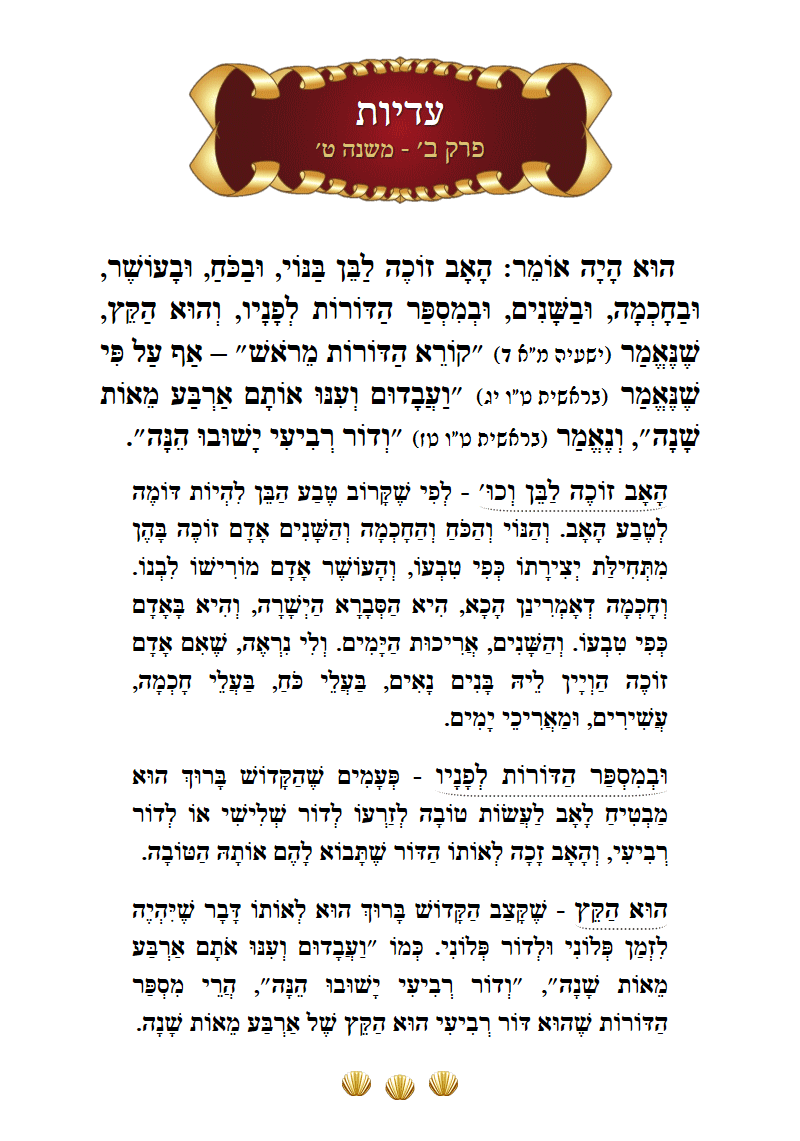 Masechta Eduyos Chapter 2 Mishnah 9 with commentary