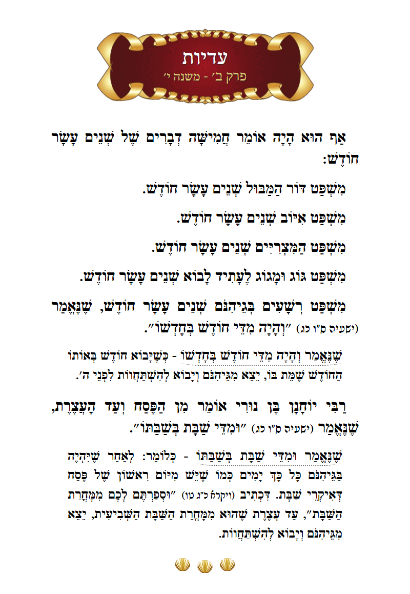 Masechta Eduyos Chapter 2 Mishnah 10 with commentary