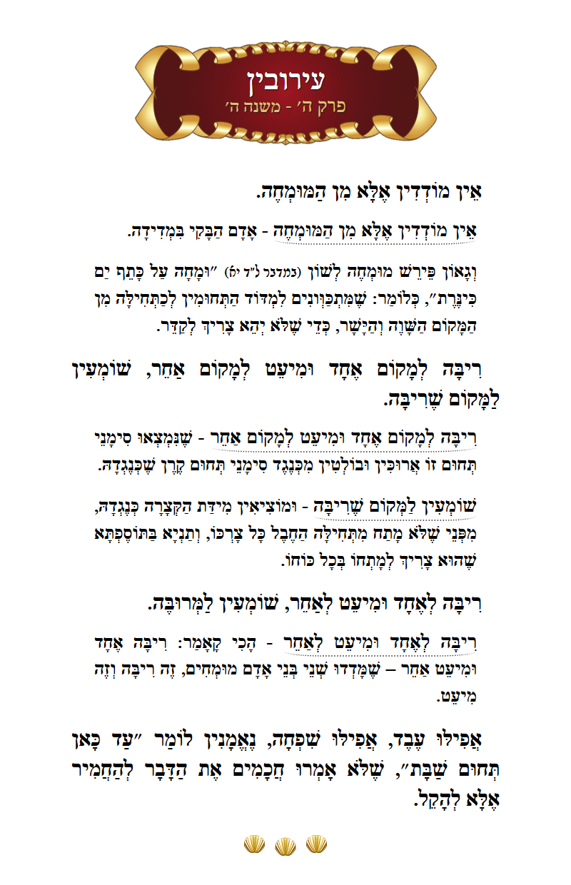 Masechta Eruvin Chapter 5 Mishnah 5 with commentary