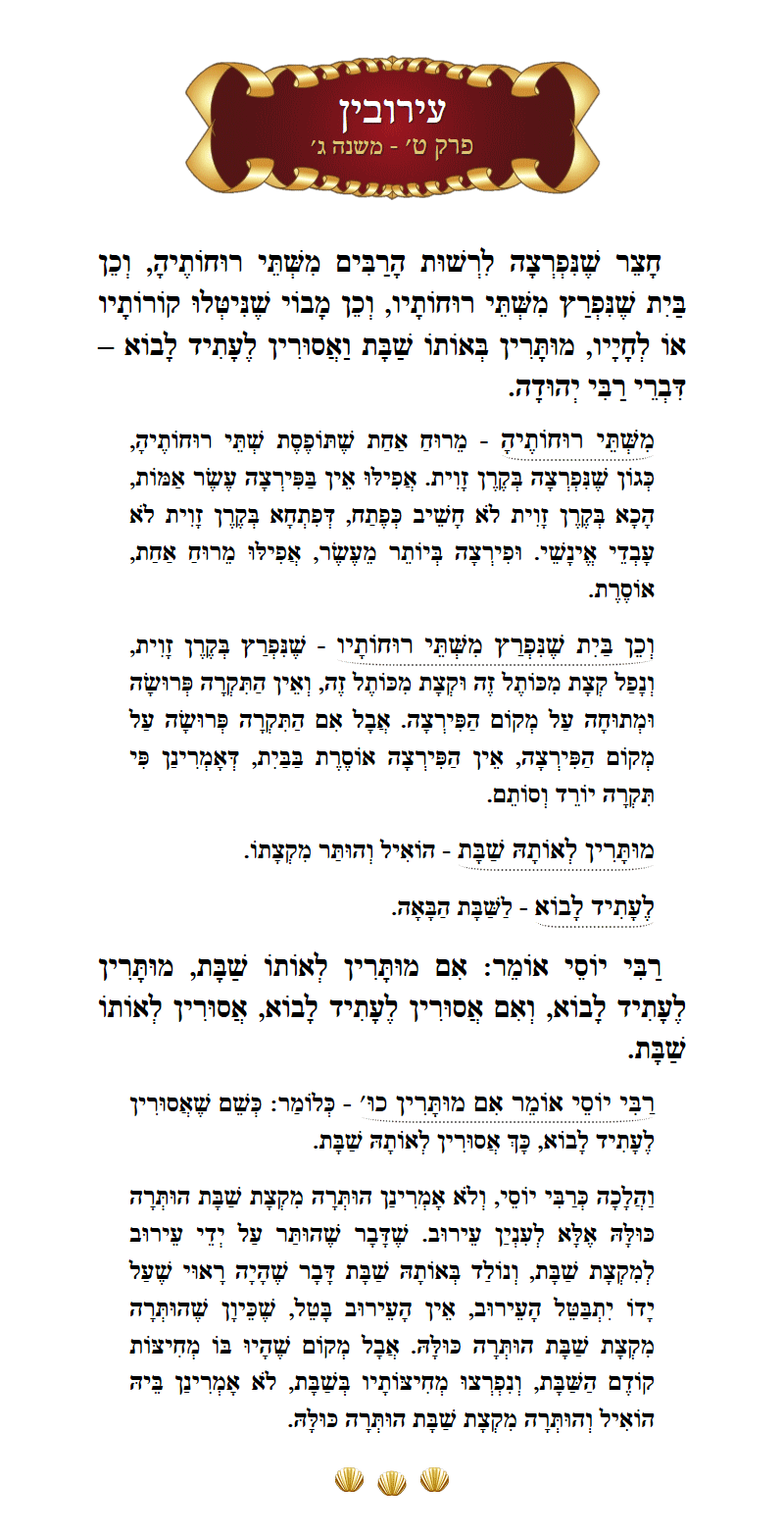 Masechta Eruvin Chapter 9 Mishnah 3 with commentary