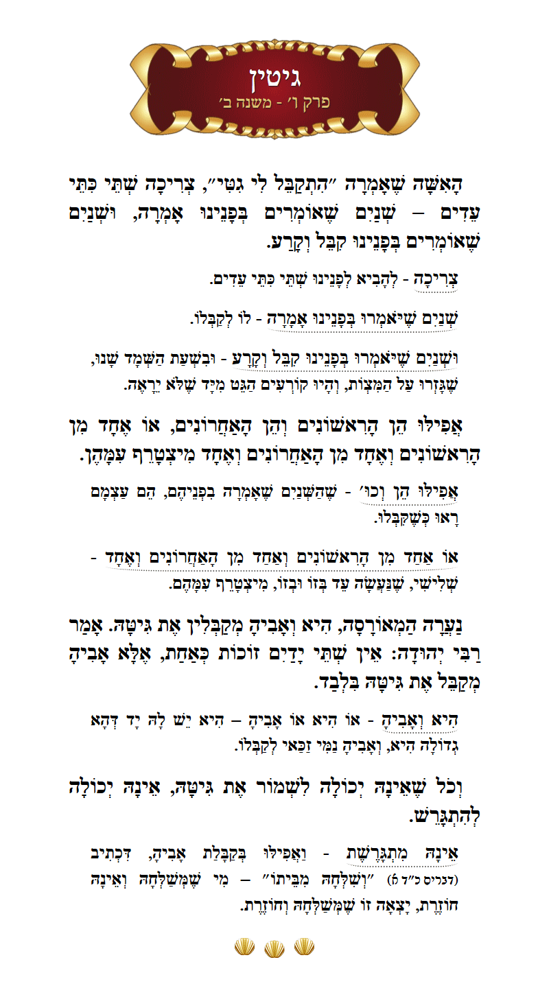 Masechta Gittin Chapter 6 Mishnah 2 with commentary