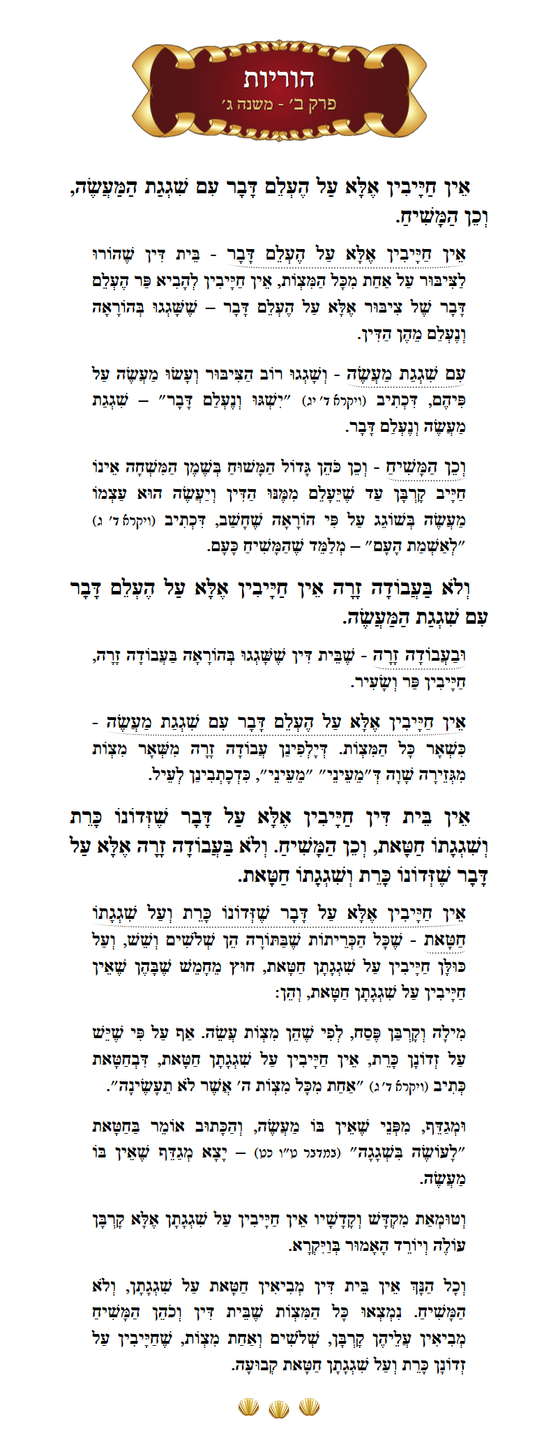 Masechta Horiyos Chapter 2 Mishnah 3 with commentary