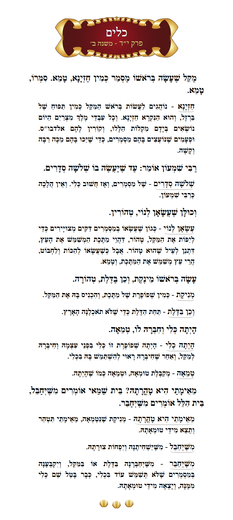Masechta Keilim Chapter 14 Mishnah 2 with commentary