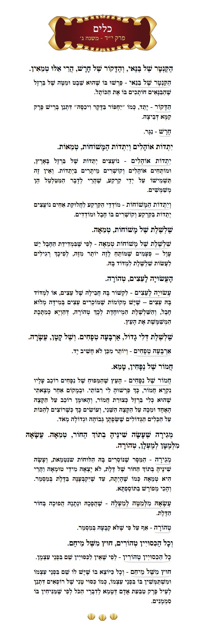 Masechta Keilim Chapter 14 Mishnah 3 with commentary