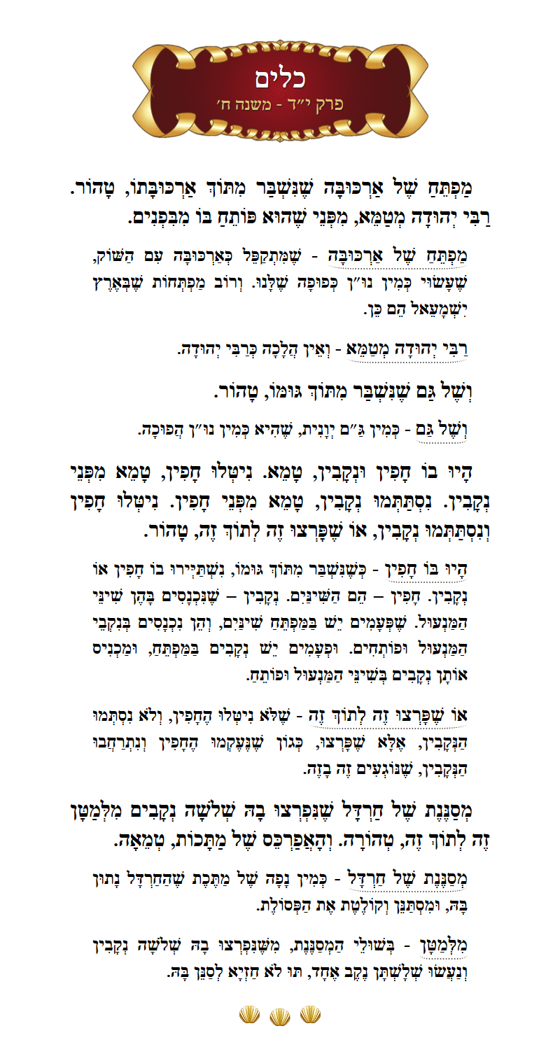 Masechta Keilim Chapter 14 Mishnah 8 with commentary