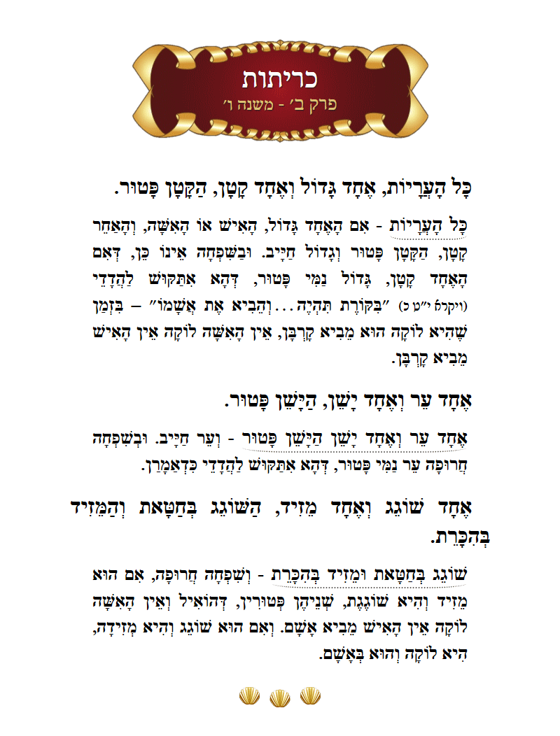 Masechta Kereisos Chapter 2 Mishnah 6 with commentary