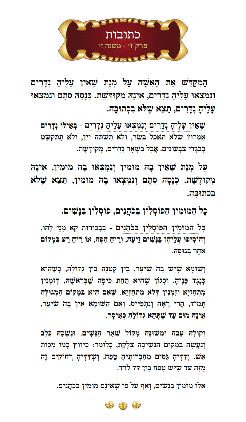 Masechta Kesuvos Chapter 7 Mishnah 7 with commentary