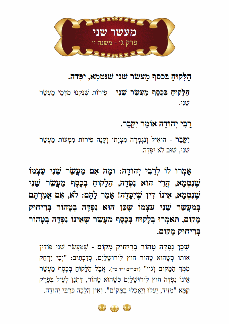 Masechta Maaser Sheni Chapter 3 Mishnah 03 with commentary