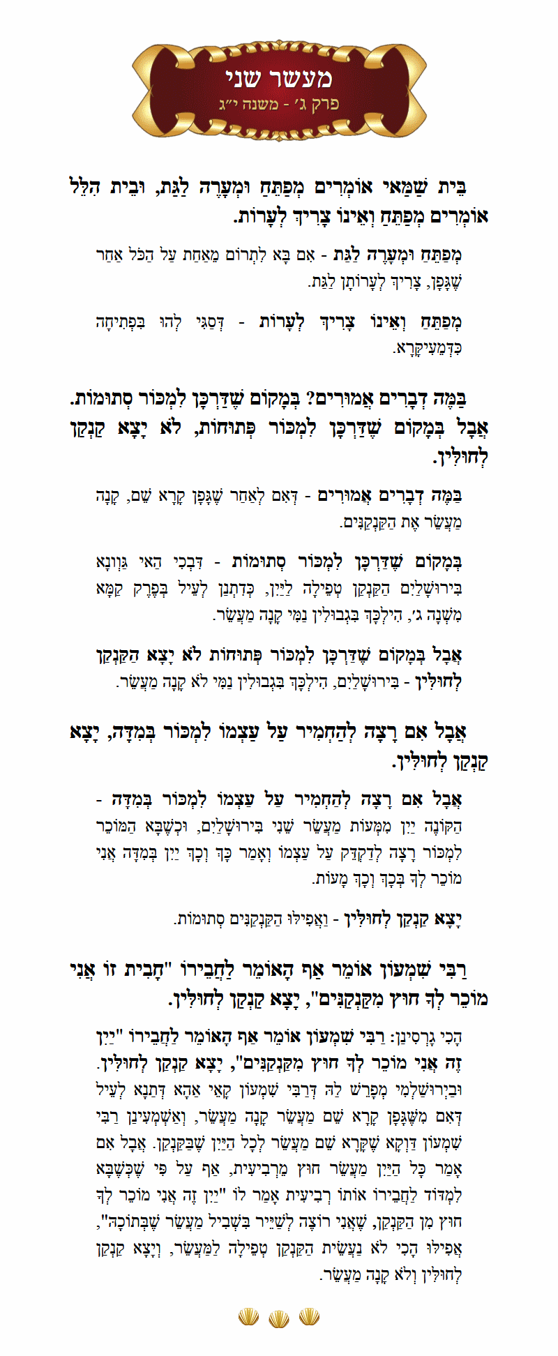 Masechta Maaser Sheni Chapter 3 Mishnah 13 with commentary