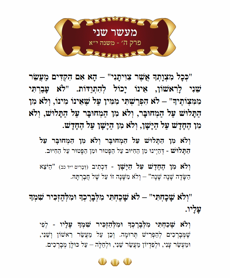 Masechta Maaser Sheni Chapter 5 Mishnah 11 with commentary