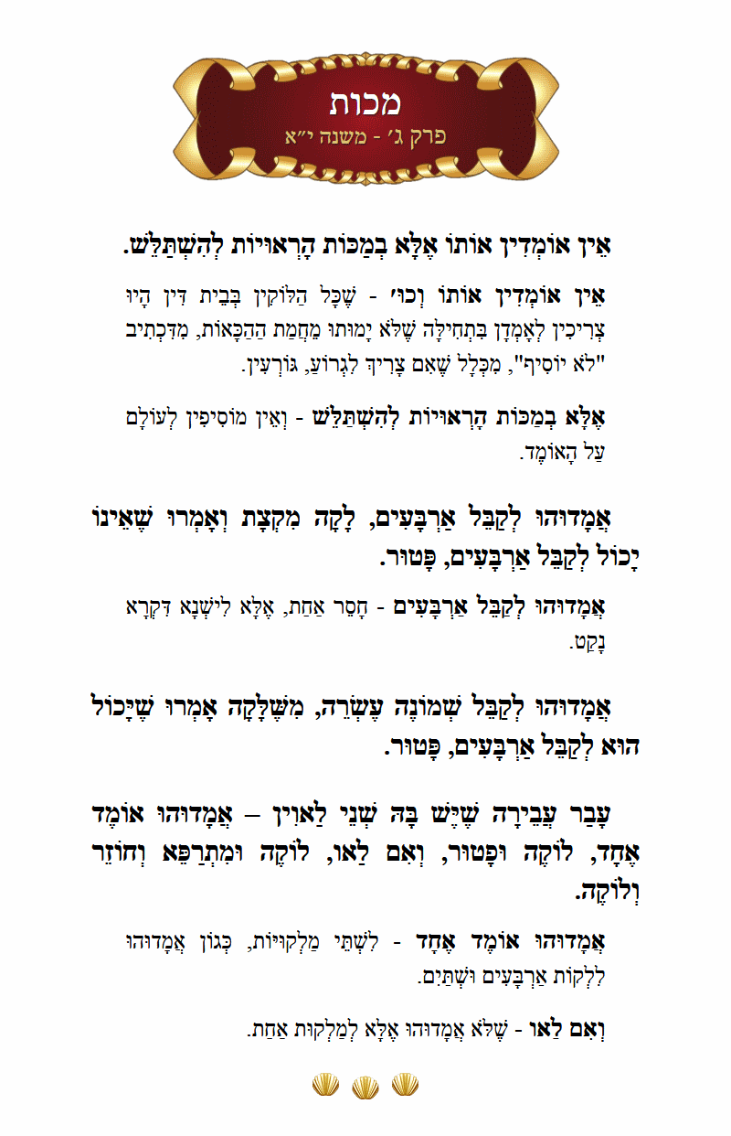 Masechta Makkos Chapter 3 Mishnah 11 with commentary