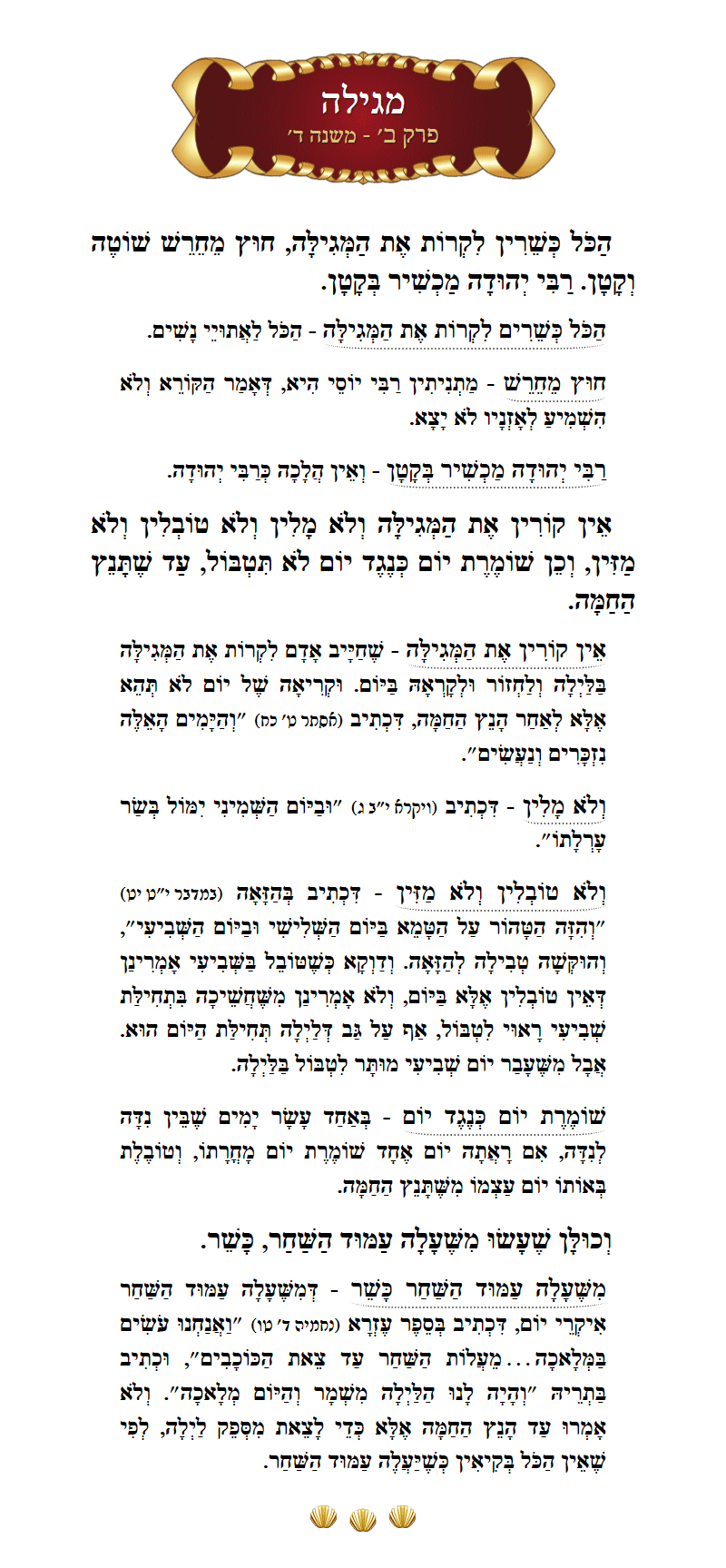 Masechta Megillah Chapter 2 Mishnah 4 with commentary