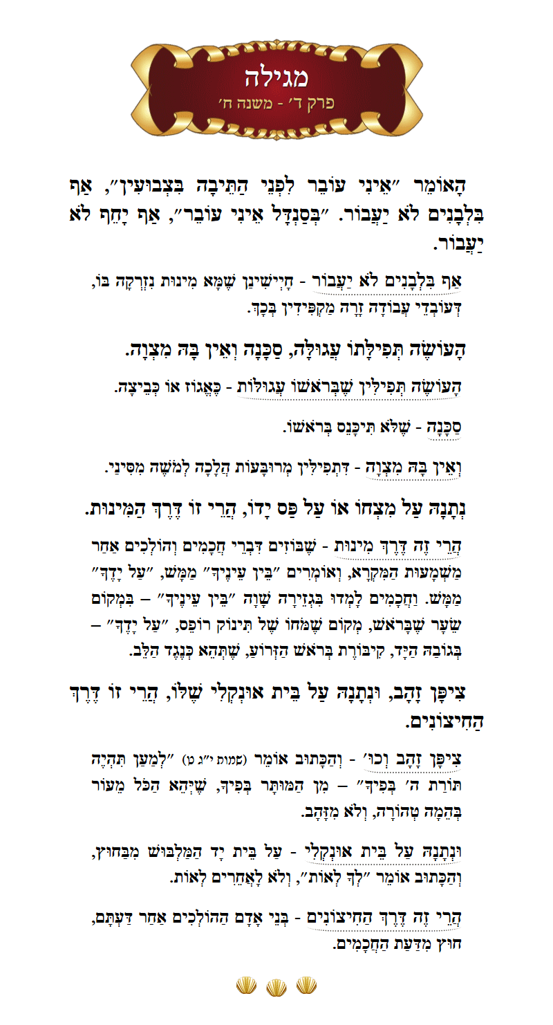 Masechta Megillah Chapter 4 Mishnah 8 with commentary