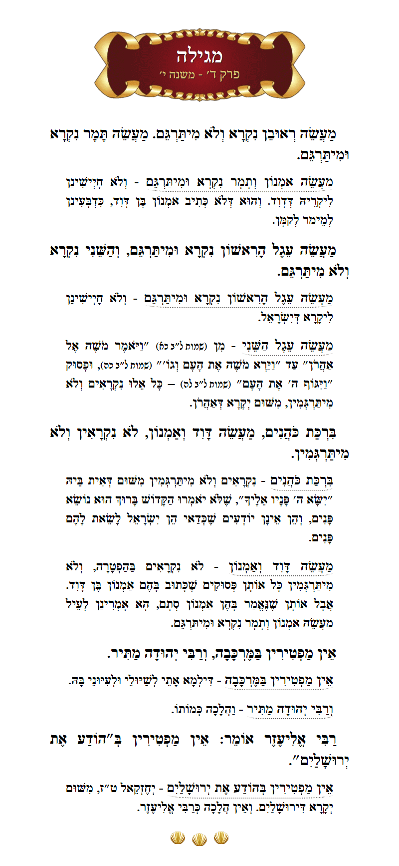 Masechta Megillah Chapter 4 Mishnah 10 with commentary