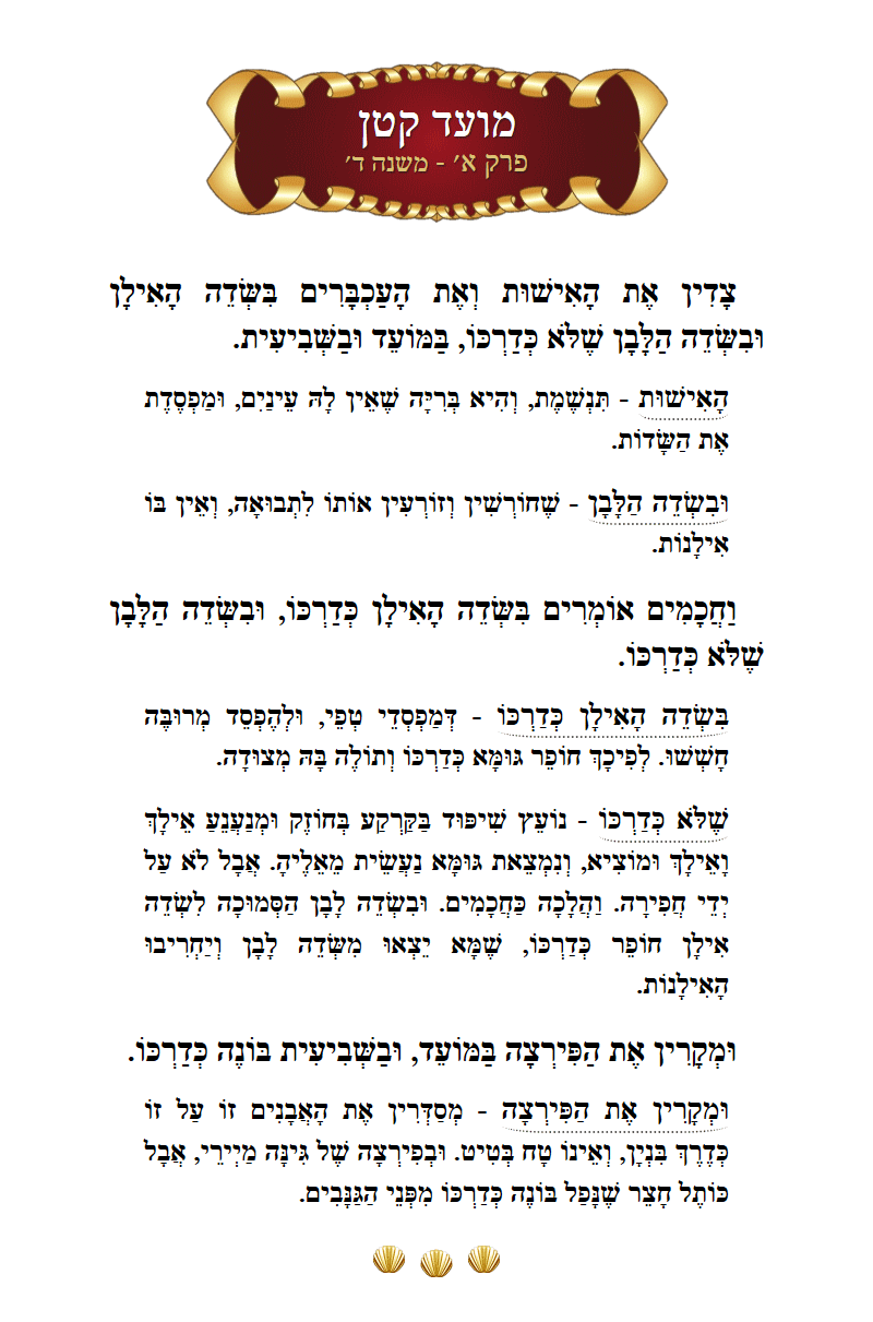 Masechta Moed Koton Chapter 1 Mishnah 4 with commentary