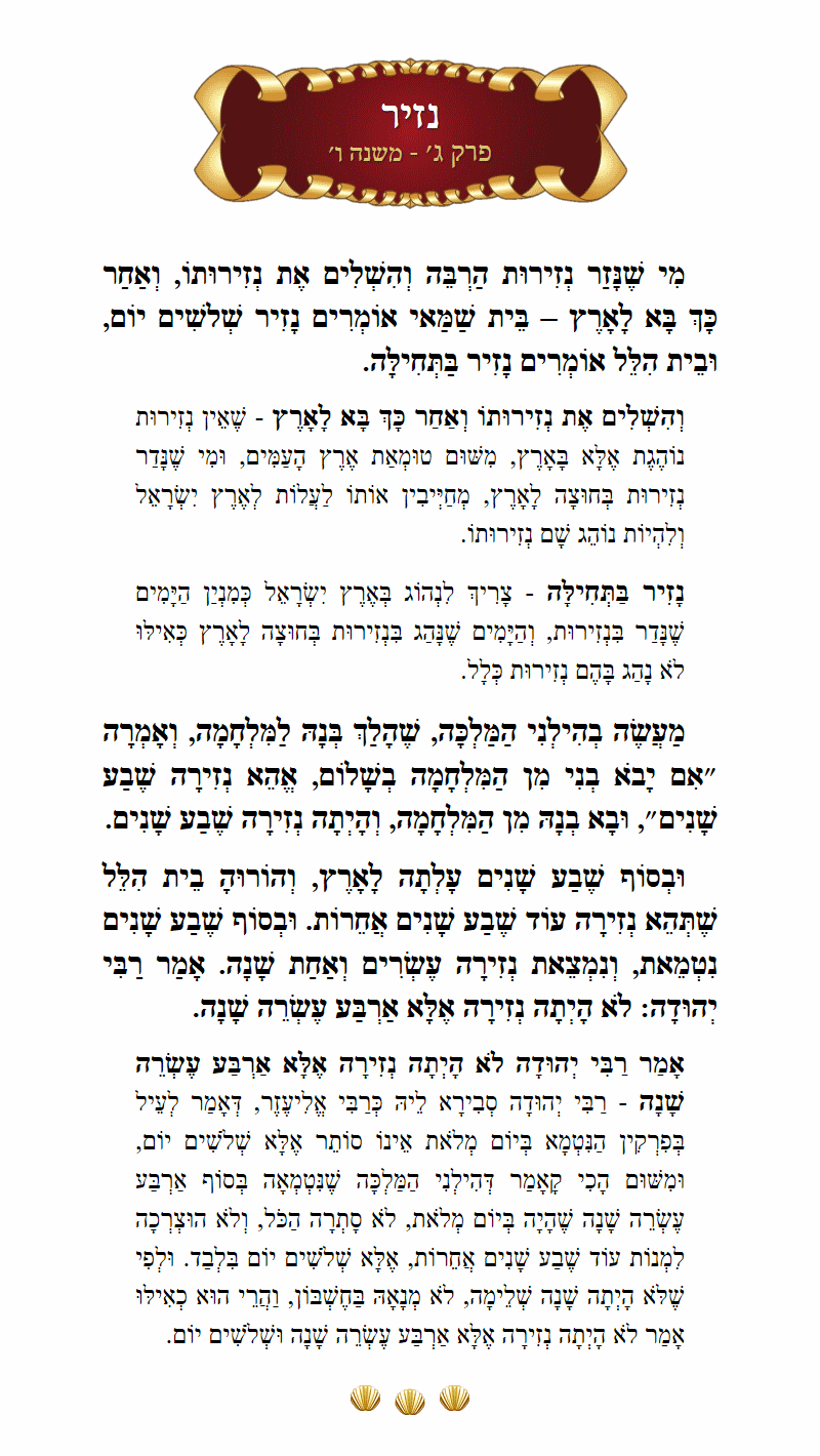 Masechta Nazir Chapter 3 Mishnah 6 with commentary