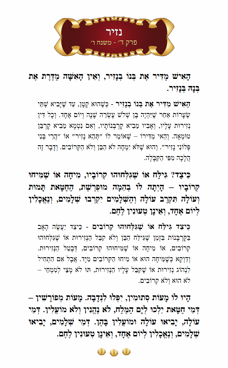 Masechta Nazir Chapter 4 Mishnah 6 with commentary