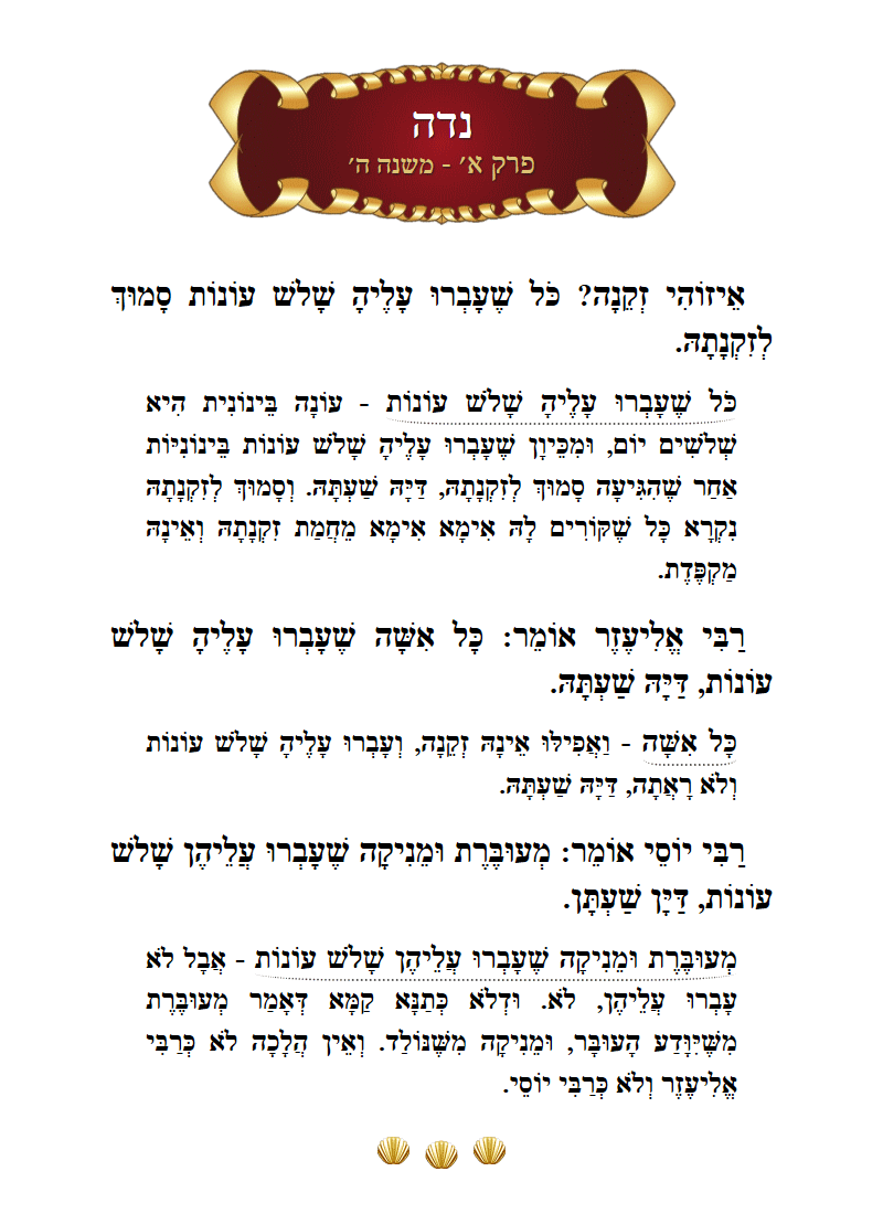 Masechta Niddah Chapter 1 Mishnah 5 with commentary