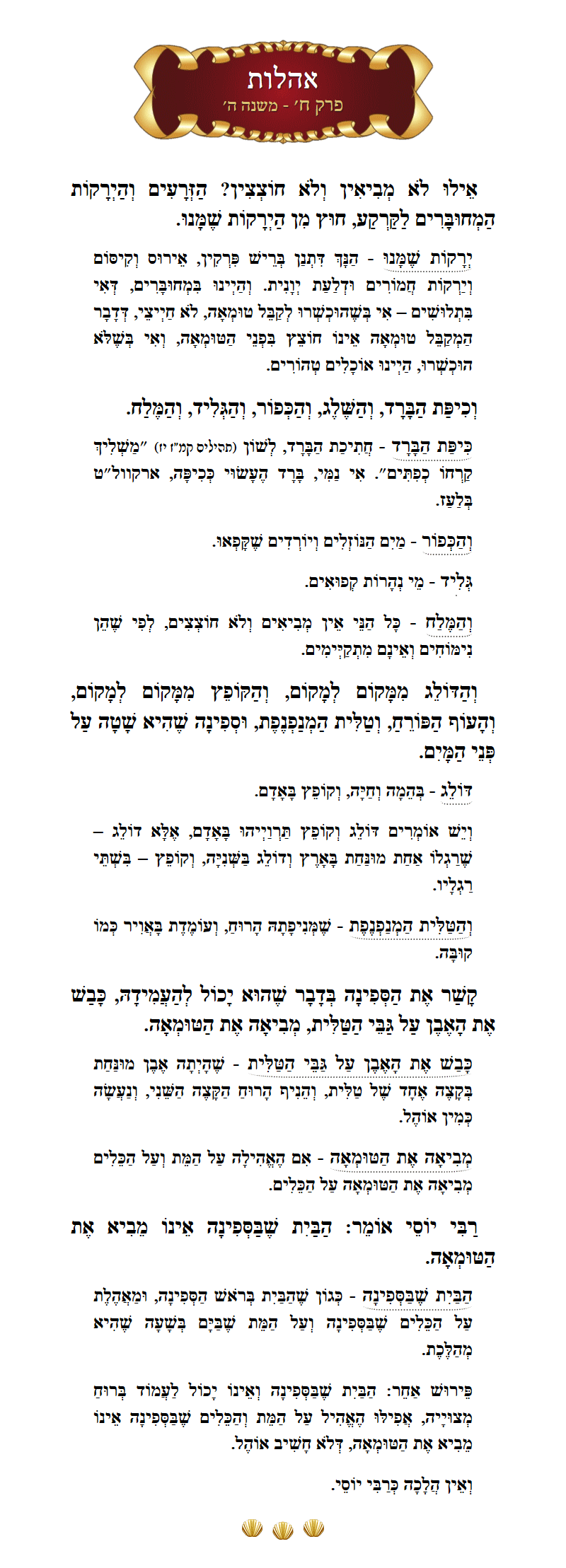 Masechta Oholos Chapter 8 Mishnah 5 with commentary