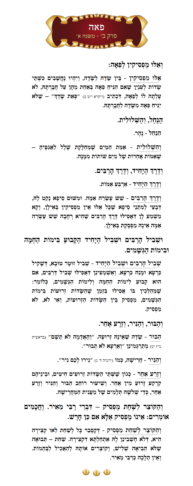Masechta Peah Chapter 2 Mishnah 1 with commentary