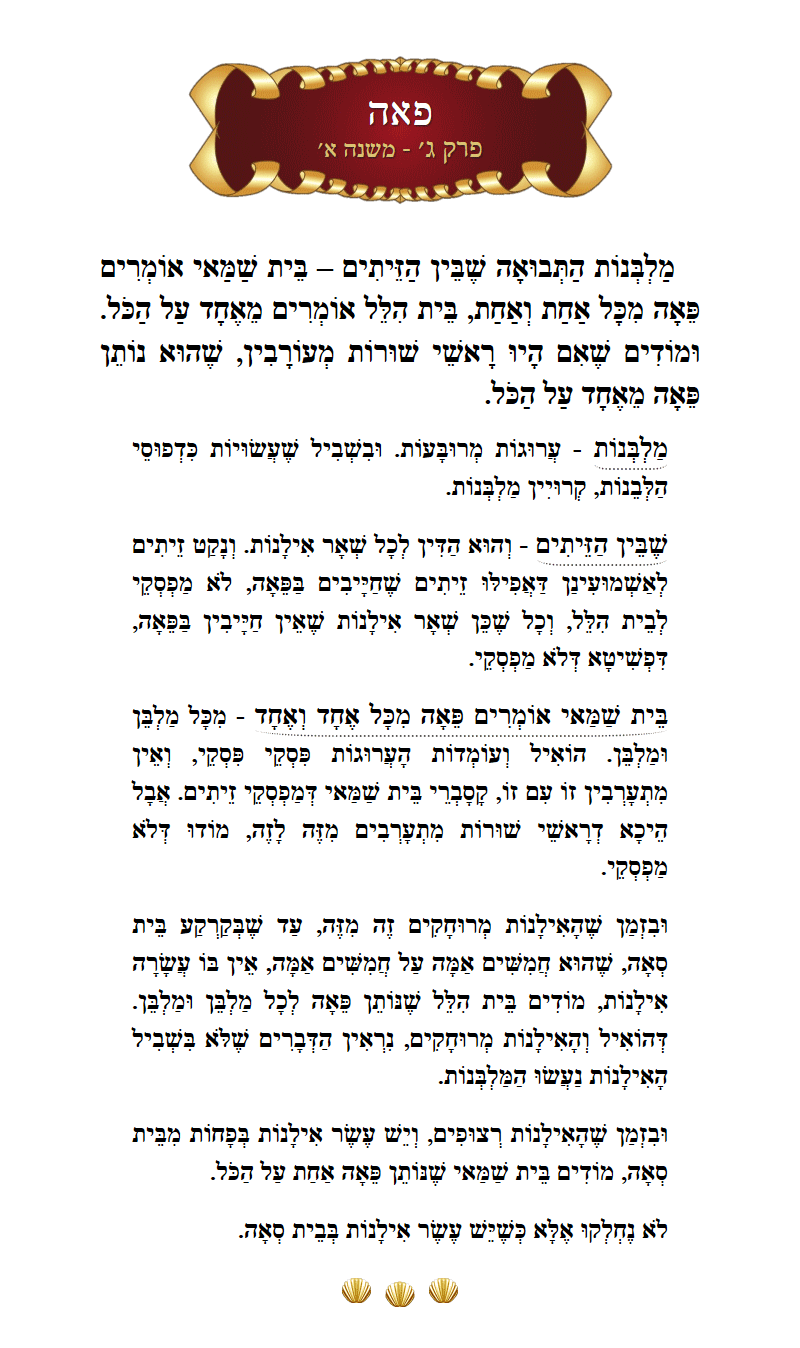 Masechta Peah Chapter 3 Mishnah 1 with commentary