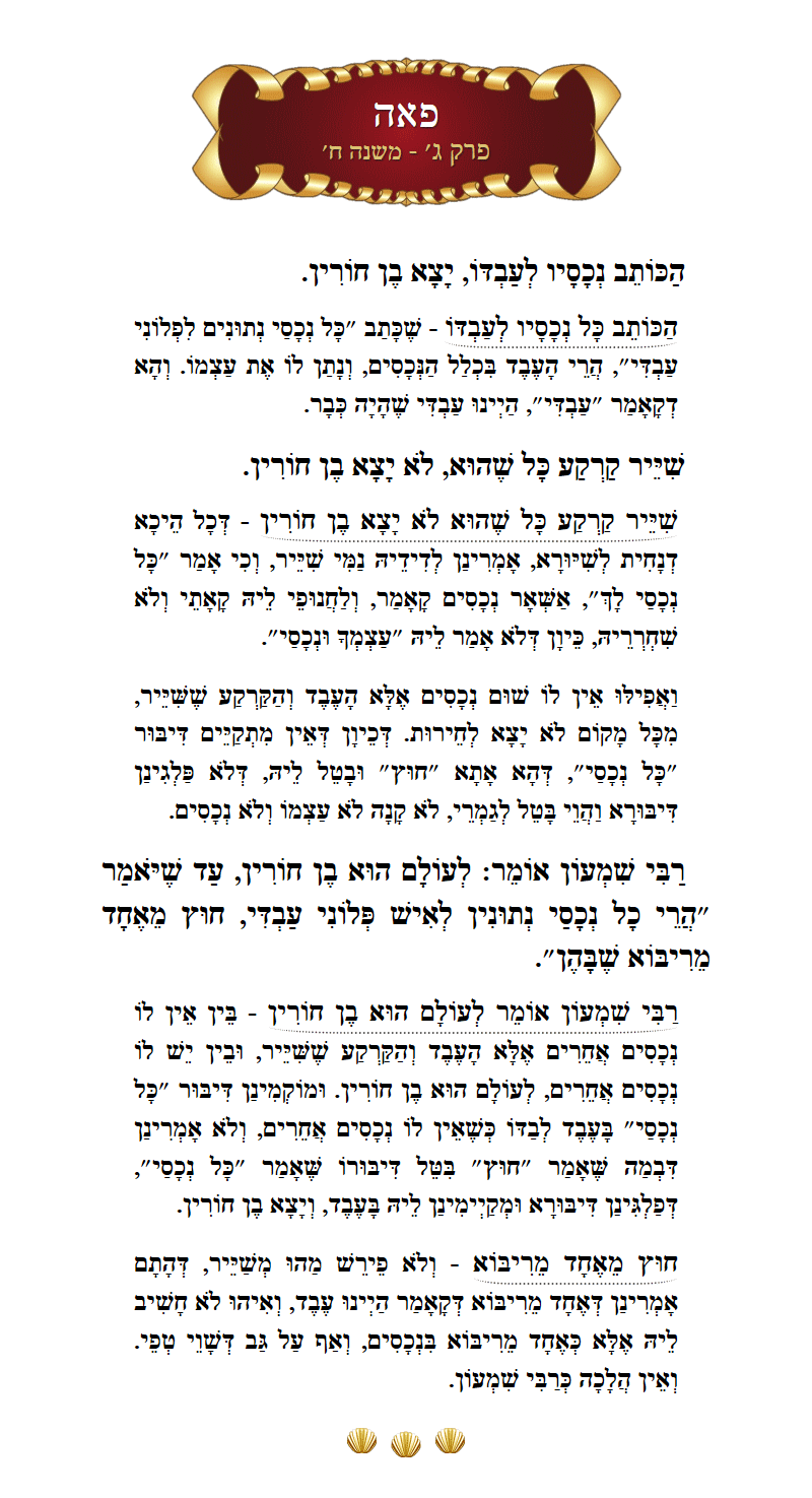 Masechta Peah Chapter 3 Mishnah 8 with commentary