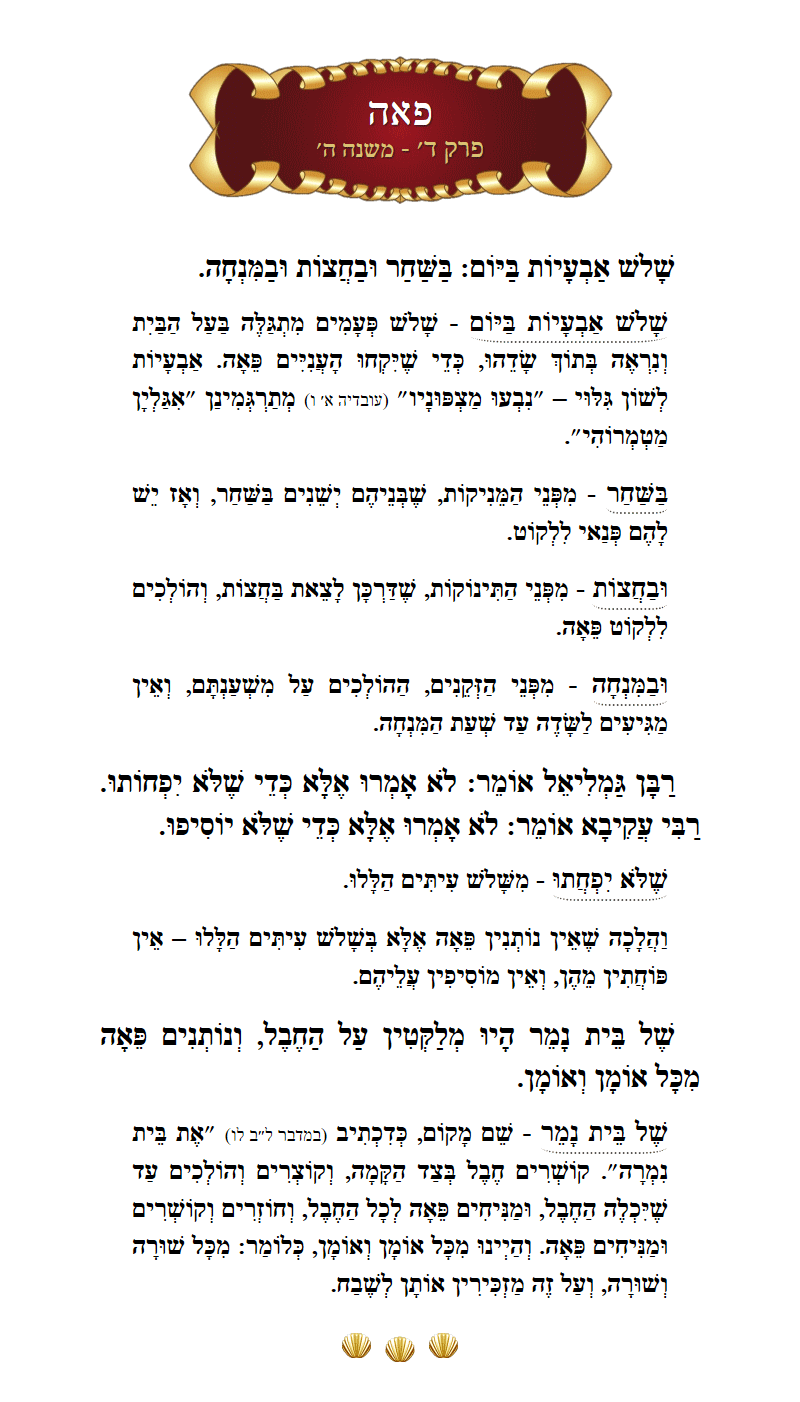 Masechta Peah Chapter 4 Mishnah 5 with commentary