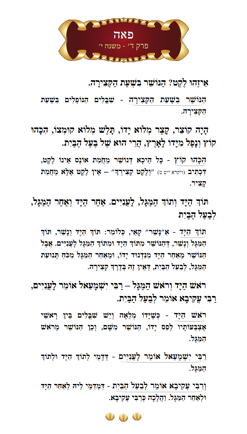 Masechta Peah Chapter 4 Mishnah 10 with commentary