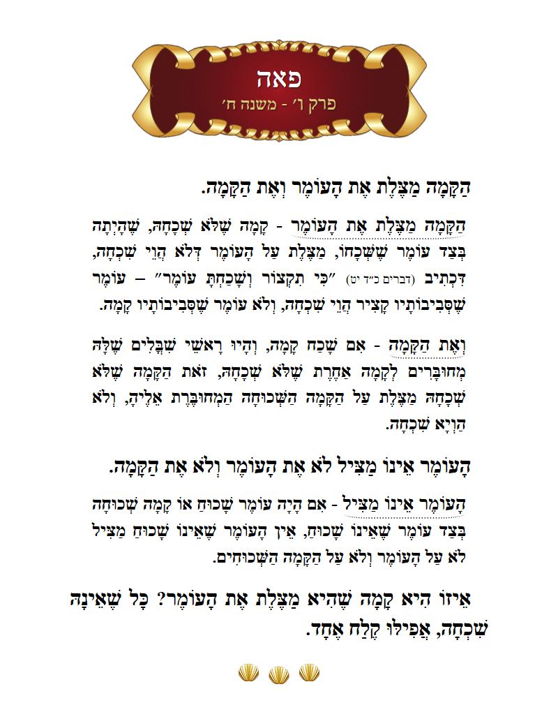 Masechta Peah Chapter 6 Mishnah 8 with commentary