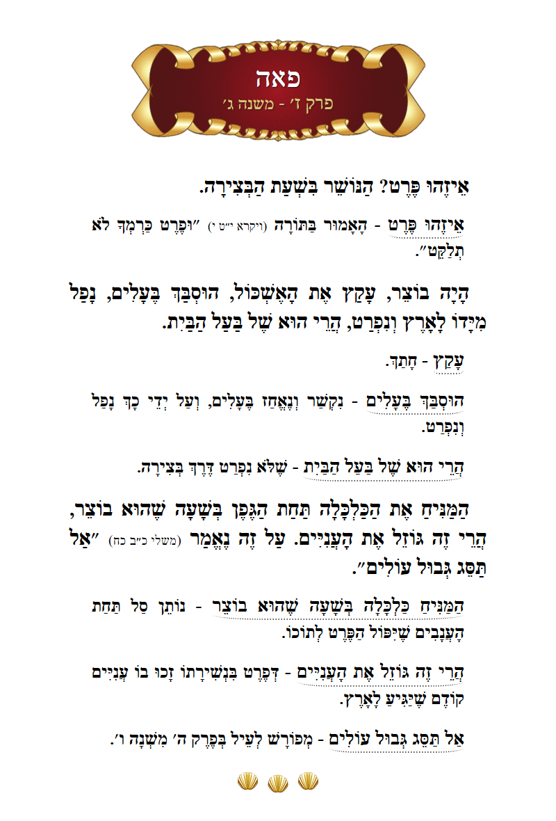 Masechta Peah Chapter 7 Mishnah 3 with commentary
